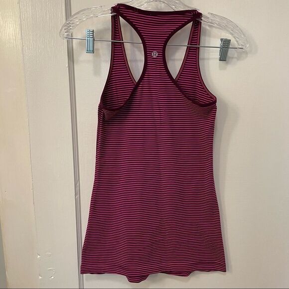 Lululemon Cool Racerback Tank Hyper Stripe Raspberry Glo Light / Plum - Picture 1 of 9